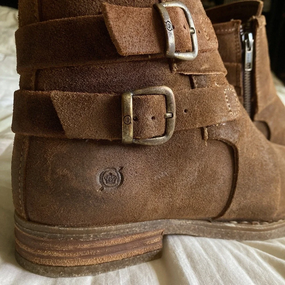 Born Moraga Suede Leather Ankle Boots Brown Women's 8/38-39 Boho Western EUC
